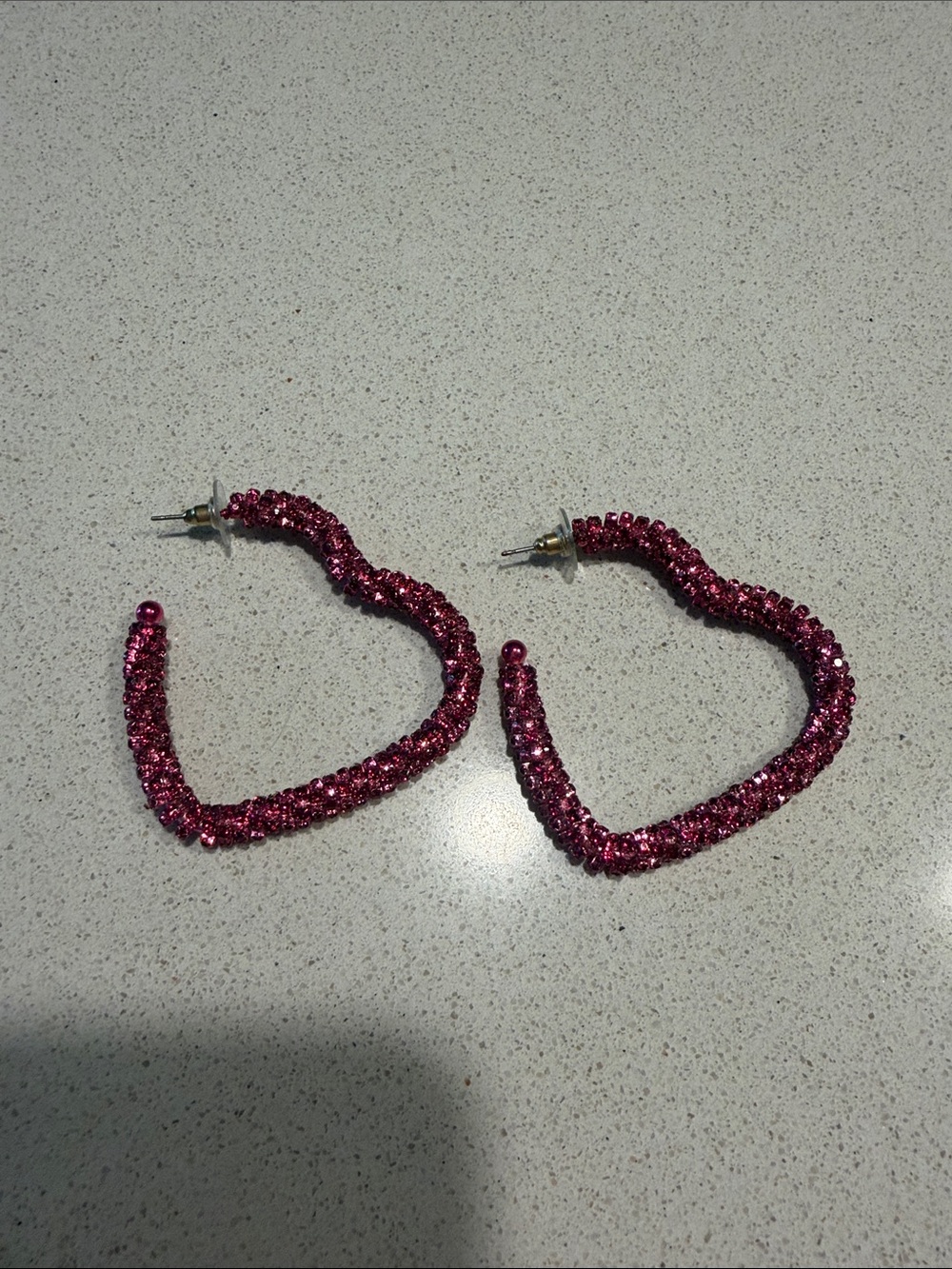 Lane Bryant Sparkling Pink Heart Hoop Earrings